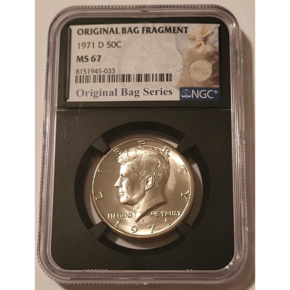 1971 D Kennedy Half Dollar MS67 NGC Retro Holder Original Bag Fragment